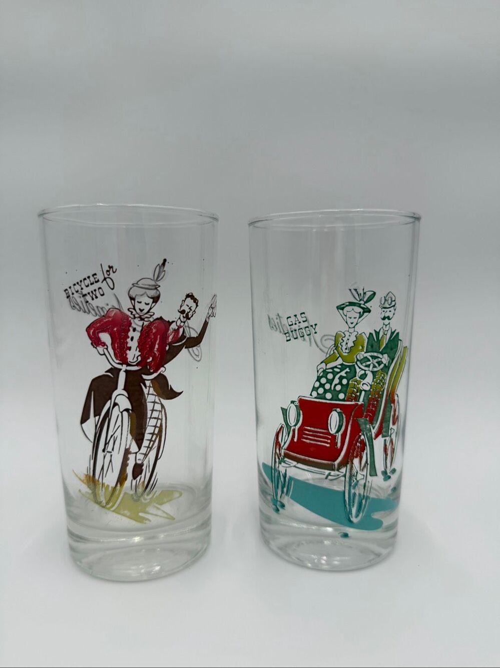 Anchor Hocking Gay Nineties Glasses Mid Century set of 2